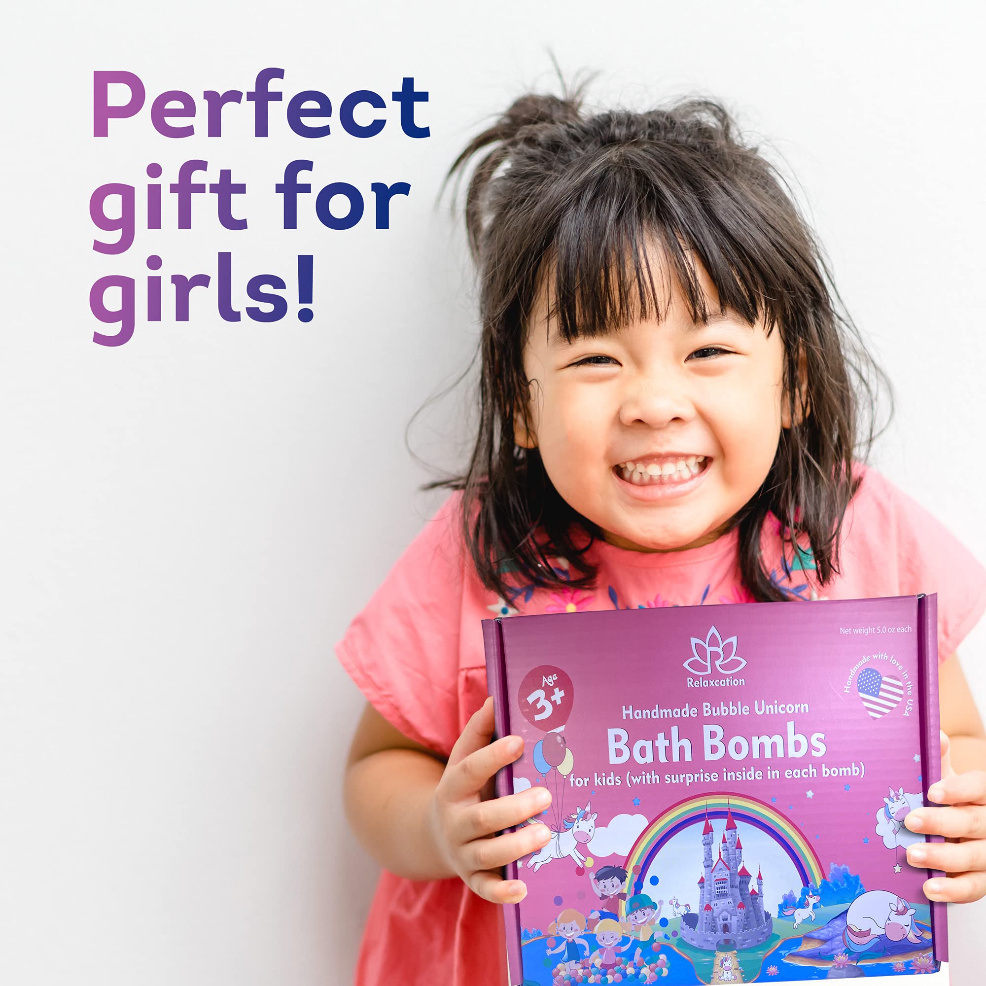Unicorn Bath Bombs for Kids with Surprise Toys Inside - Includes Cute Ring, Keychain, Necklace & Bonus Purse | Handmade Easter Gift Set for Girls | Fun Bath Time & Birthday Party Favors