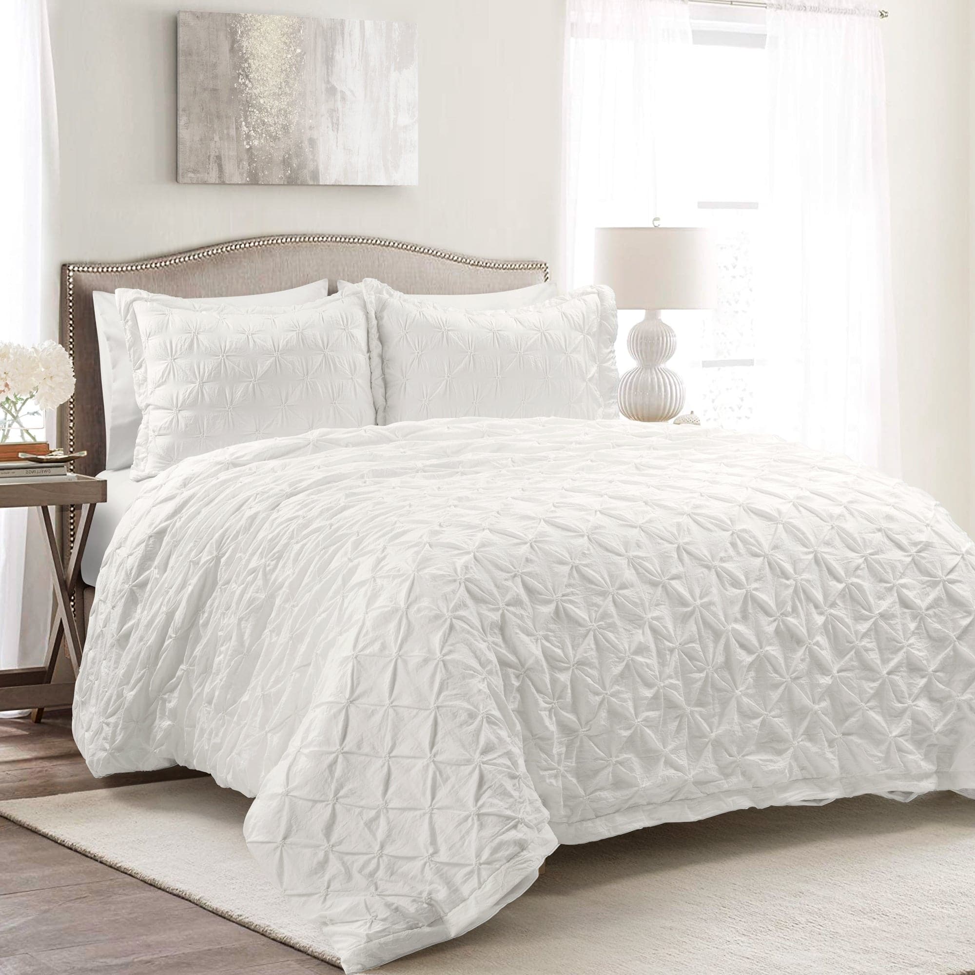 Ravello Pintuck 3-Piece Duvet Cover Set - Soft Luxury Bedding for Master & Guest Bedrooms - Perfect for Modern & Traditional Home Decor