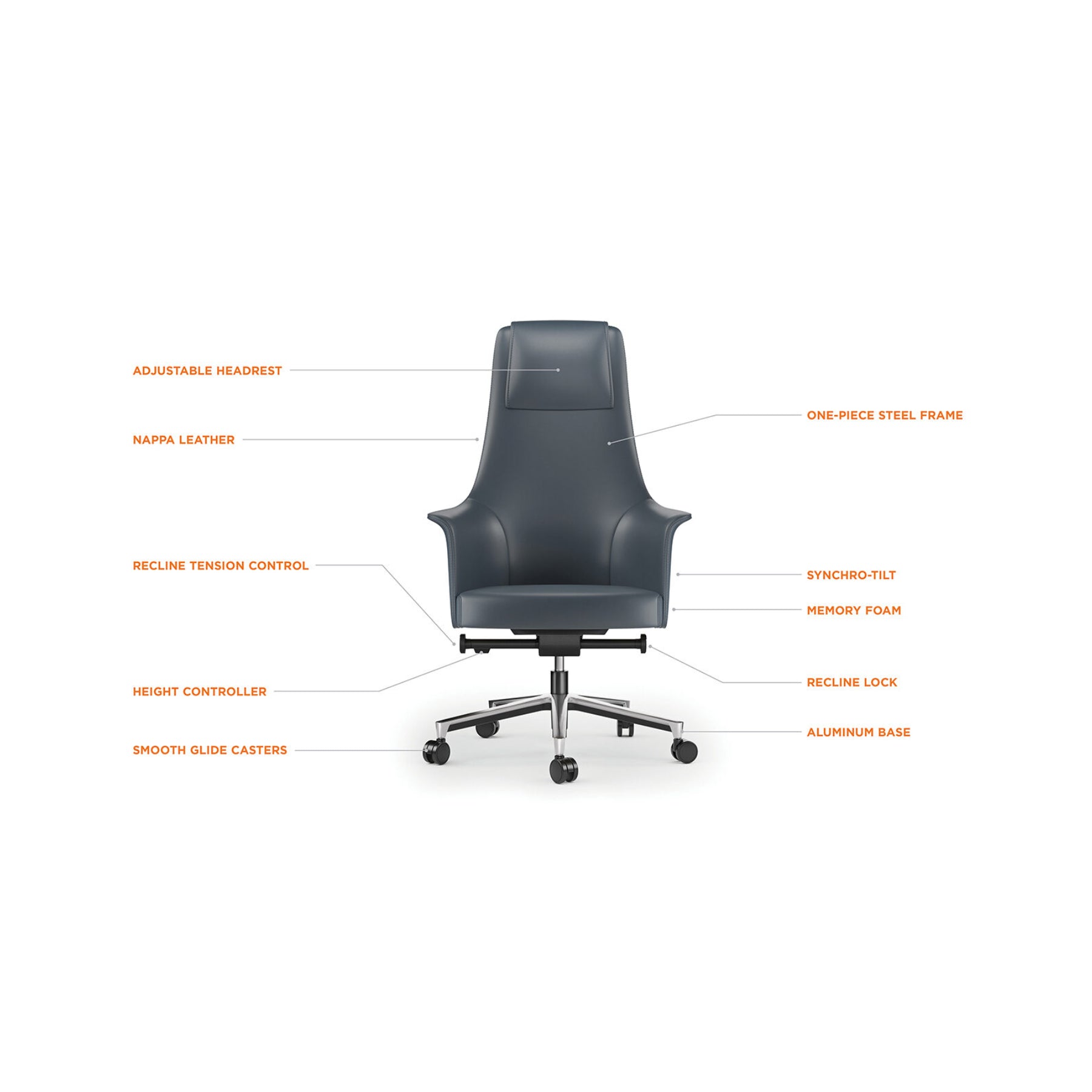 BDI 3531 Ergonomic Bolo Office Chair - Adjustable Height Swivel Task Chair with Lumbar Support for Home Office, Gaming & Workspace