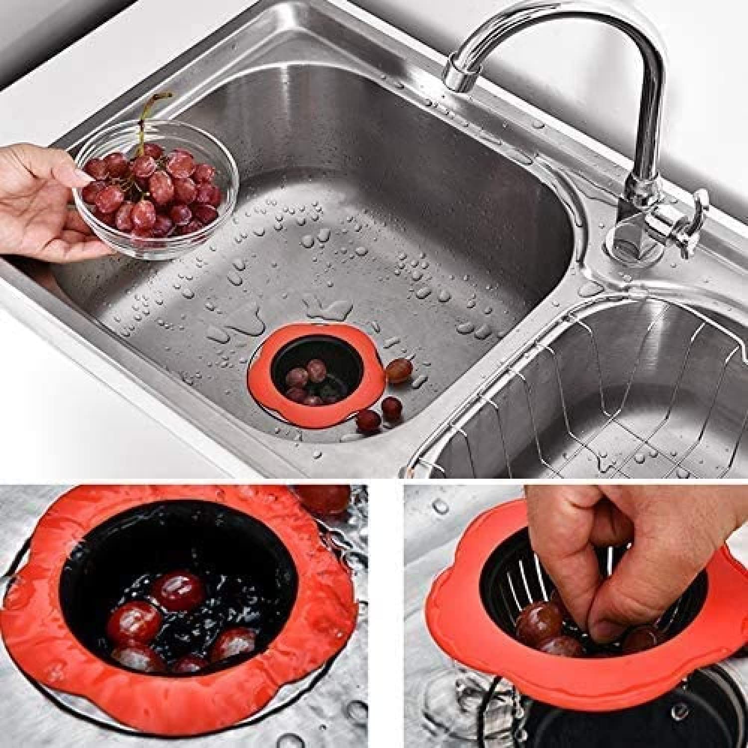 ARQIVO Silicone Kitchen Sink Strainer - 2 Pack Plastic Basin Drain Stopper with Easy Clean Filter Basket, Food Debris Catcher to Prevent Clogs | Perfect for Washing Dishes, Fruits & Vegetables in Kitchen Sink