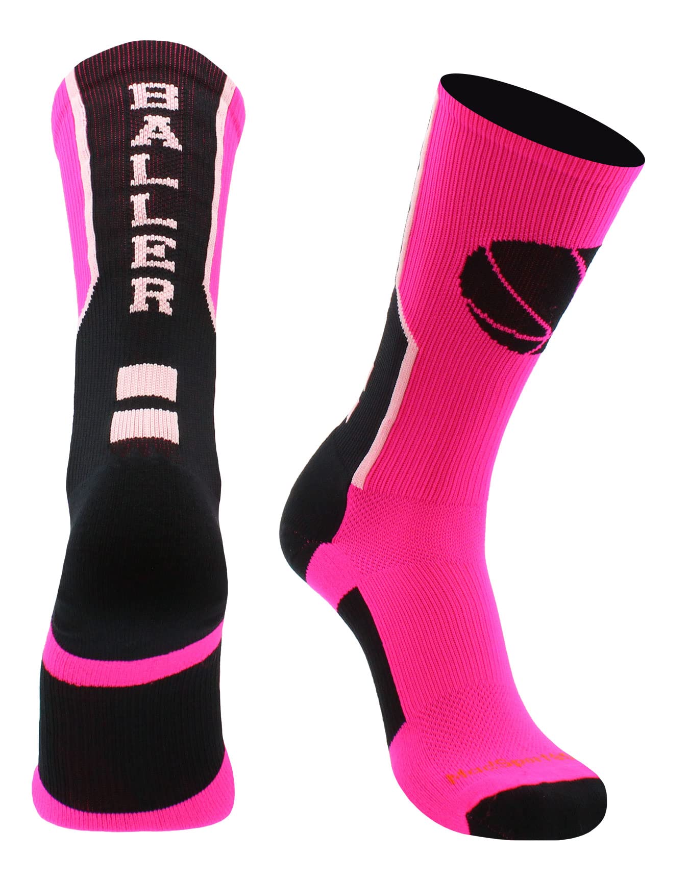 Baller Basketball Socks with Basketball Logo - Crew Length Athletic Socks for Men & Women - Perfect for Basketball Games, Training & Sports Enthusiasts