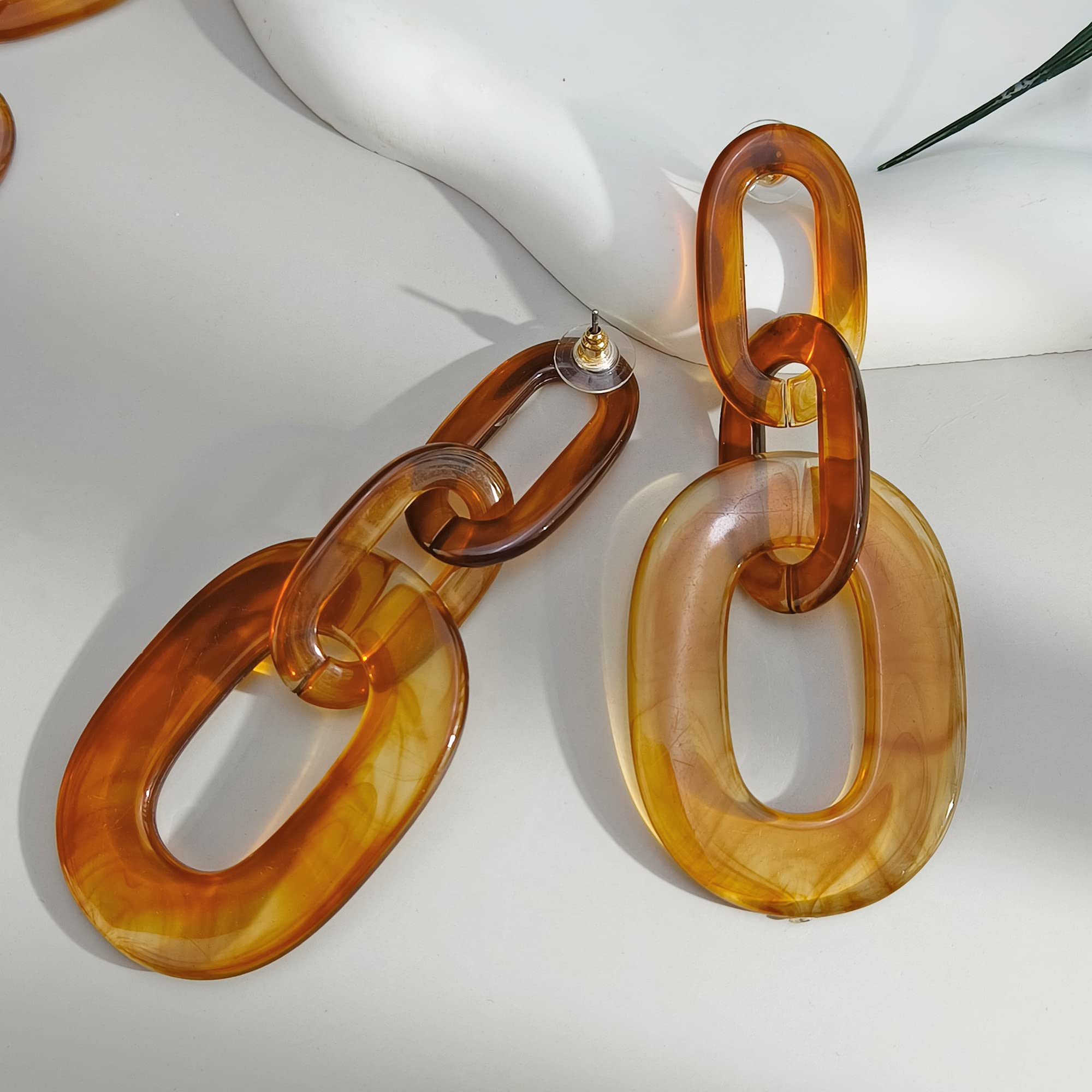 Bocar Acrylic Chunky Statement Necklace for Women - Modern Cube Link Chain Collar with Matching Hoop Earrings Set | Trendy Costume Jewelry for Parties, Weddings & Special Occasions