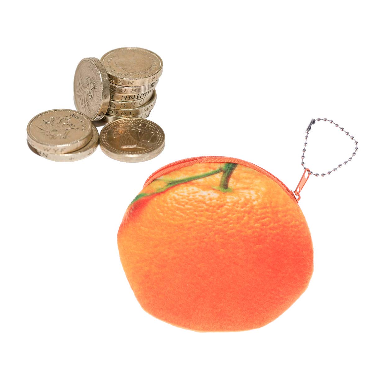 Mini Zip Around Wallet for Women - Cute Orange Fruit Coin Purse Keychain Pouch, Cartoon Style Kids Wallet & Keychain Organizer | Perfect for Everyday Use, Travel, Gifts & Organizing Small Items