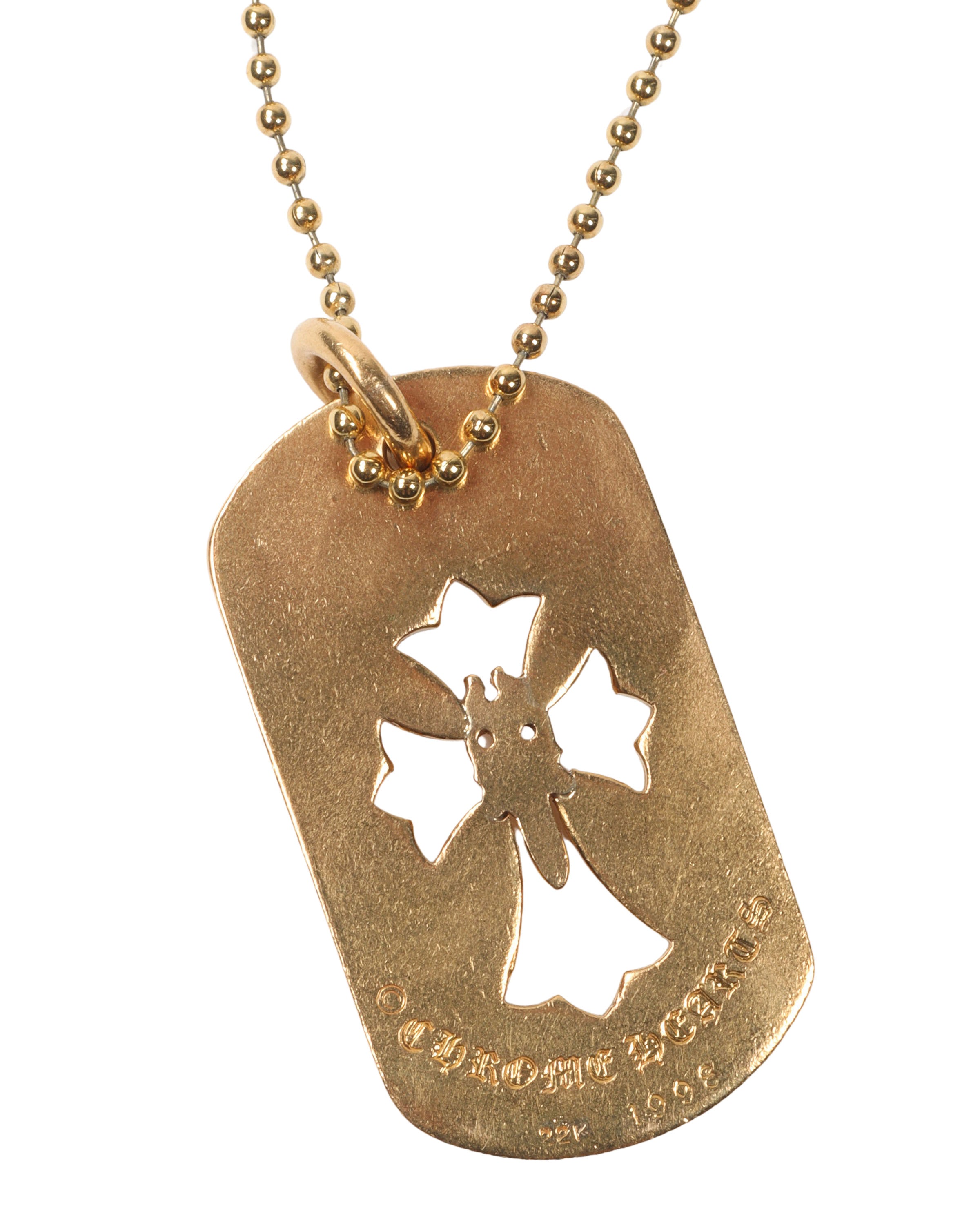 22K Gold Diamond Cross Dog Tag Pendant Necklace for Men - Religious Jewelry Gift for Baptism, Confirmation & Everyday Wear