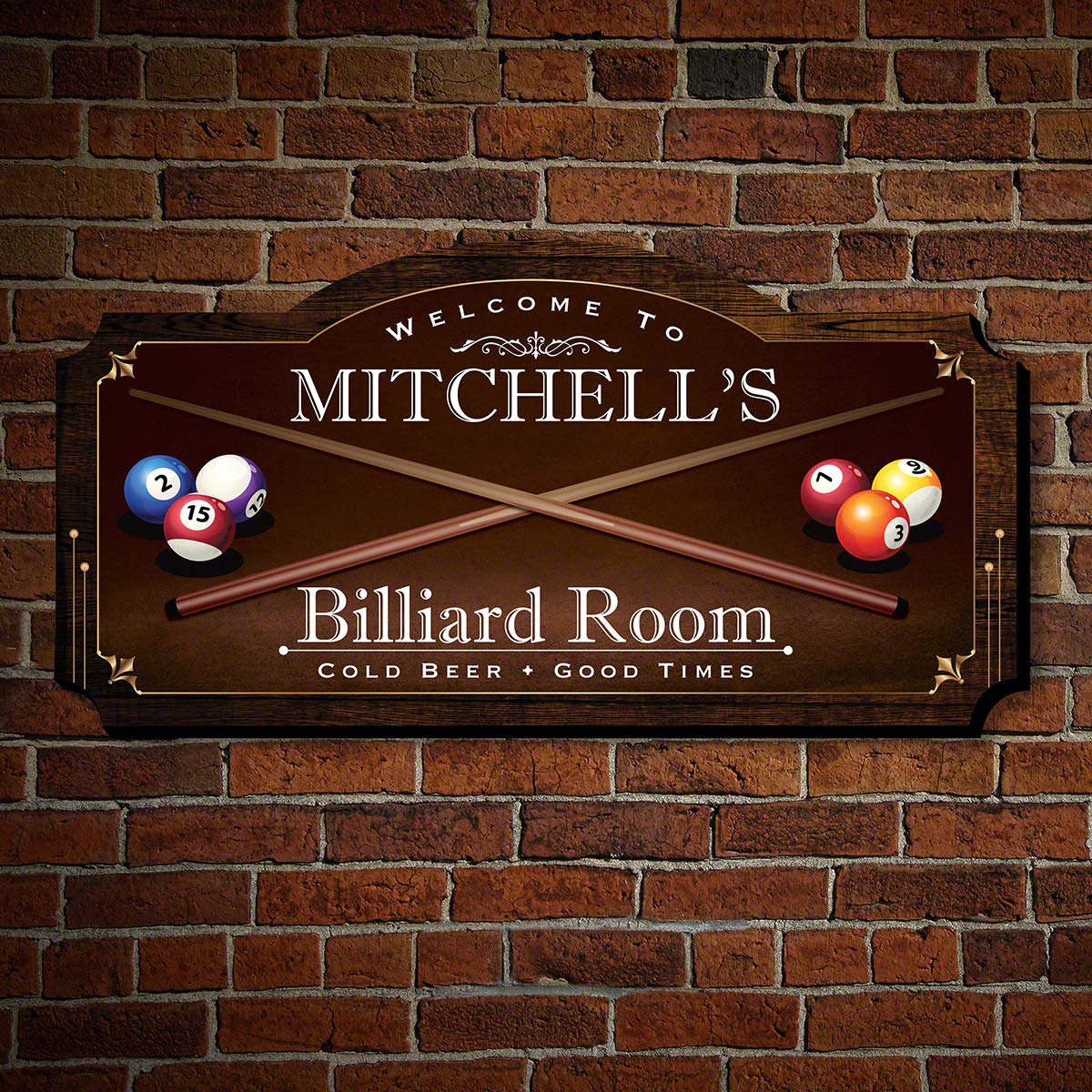 Personalized Wooden Billiard Room Sign - Custom Man Cave Decor for Pool Table & Game Room - Perfect for Home Bars, Basements, and Entertainment Spaces