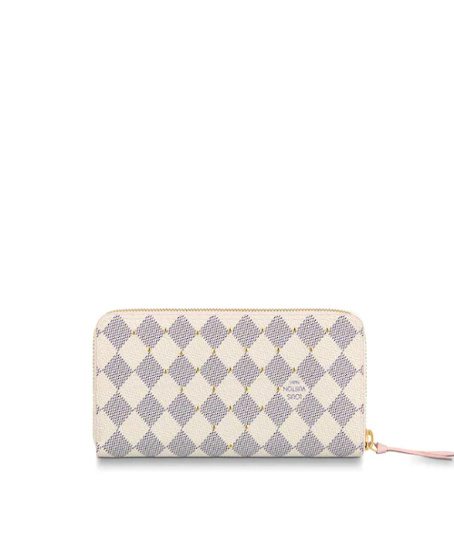 LV Clemence Wallet in Damier Azur Canvas with Rose Ballerine Interior - Perfect for Everyday Use and Travel Accessories