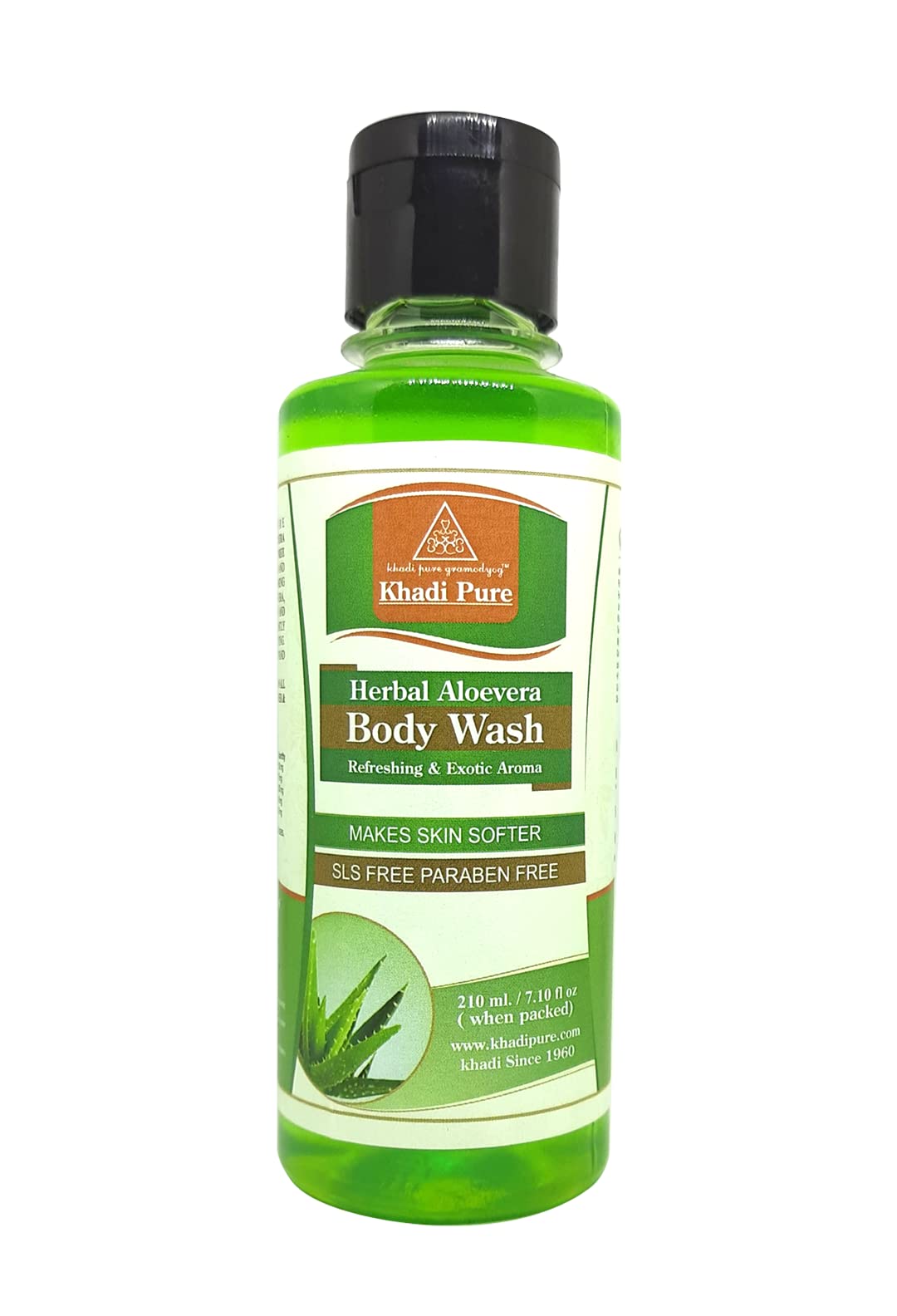 Khadi Pure Herbal Aloe Vera Body Wash - SLS & Paraben Free, 210ml | Natural Moisturizing & Soothing for Dry & Sensitive Skin | Perfect for Daily Shower & Spa Relaxation