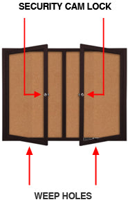 Locking 2 & 3 Door Metal Enclosed Outdoor Bulletin Boards - 35+ Sizes for Schools, Parks & Business Security Display Cases