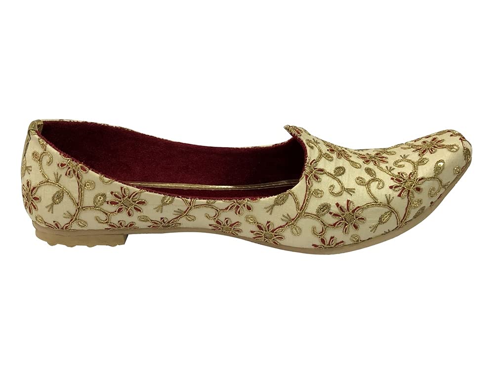 Authentic Gold Punjabi Jutti for Men | Traditional Mojari Wedding Shoes | Sherwani Ethnic Loafers for Groom | Handcrafted Indian Mules for Festivals, Ceremonies & Cultural Events