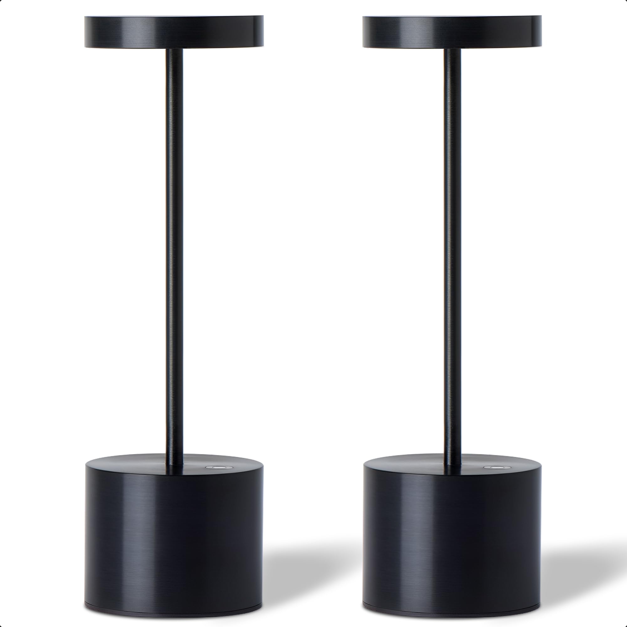 2 Pack Rechargeable Cordless Table Lamp - 5000mAh Battery Powered LED Desk Light with 3 Color Stepless Dimming, Portable Metal Small Lamp for Bedroom, Home Office, Patio, Restaurant & Bar Decor