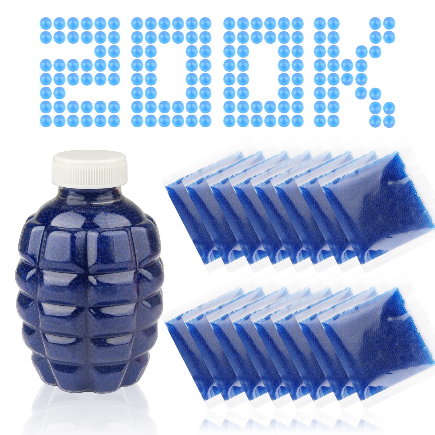 ARHIVA 200K Water Beads Refill Ammo - 7-8mm Blue Gel Splatter Balls with Pineapple Bottle | Compatible with Gel Ball Blasters | Perfect for Outdoor Games, Team Battles & Backyard Fun