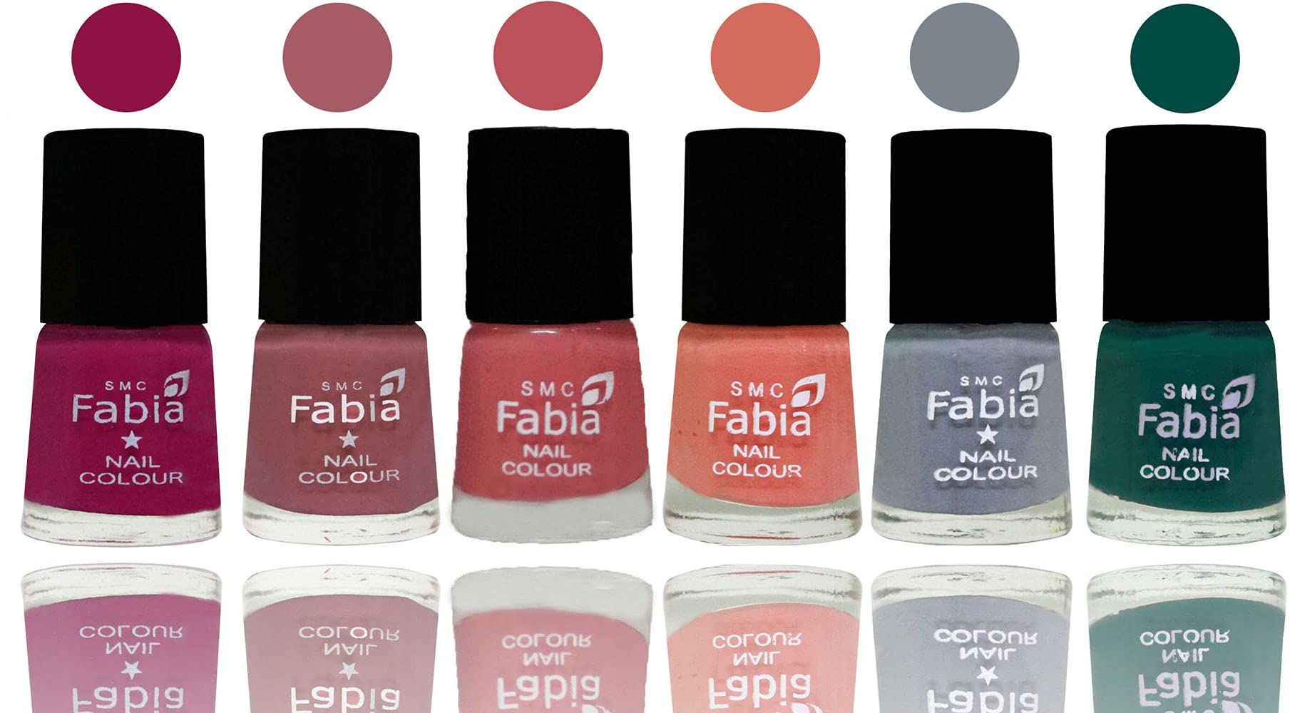 SMC Fabia Shine Bright Glossy Nail Polish Set - 6 Vibrant Colors (02781) | Long-Lasting & Chip-Resistant Nail Paint for Salon-Quality Manicures at Home, Parties & Special Occasions