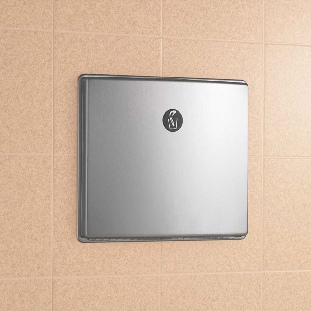 Bobrick B4353 ConturaSeries 1 Gallon Recessed Sanitary Napkin Disposal Unit - Satin Finish | Ideal for Women's Restrooms, Healthcare Facilities & Public Washrooms