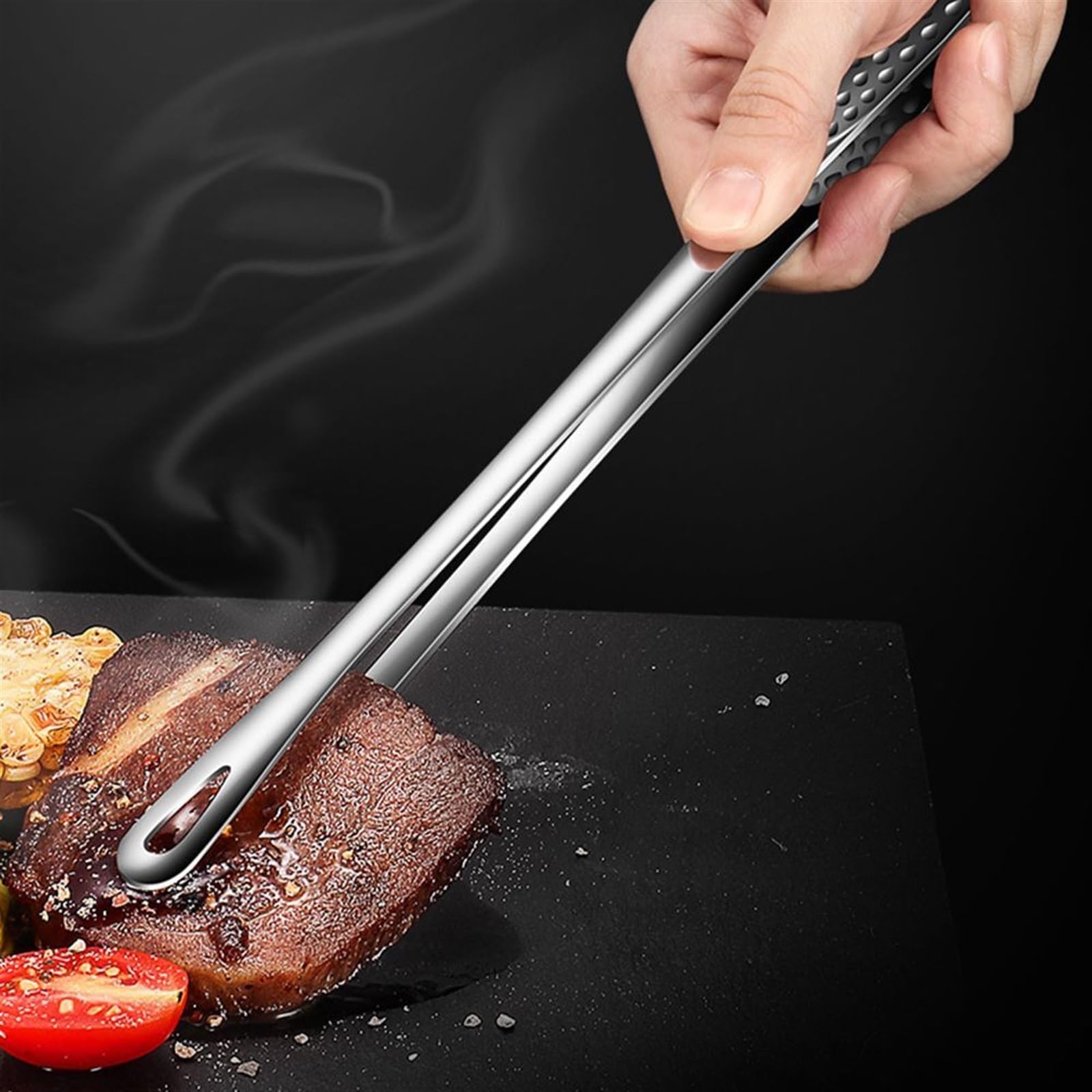 Premium Stainless Steel Hair Removal Tweezers & BBQ Tongs Set - Long Handle Non-Slip Grip for Eyebrow Shaping, Grilling Steak, and Serving Food - Perfect for Home Salon, Backyard Barbecue, and Kitchen Use