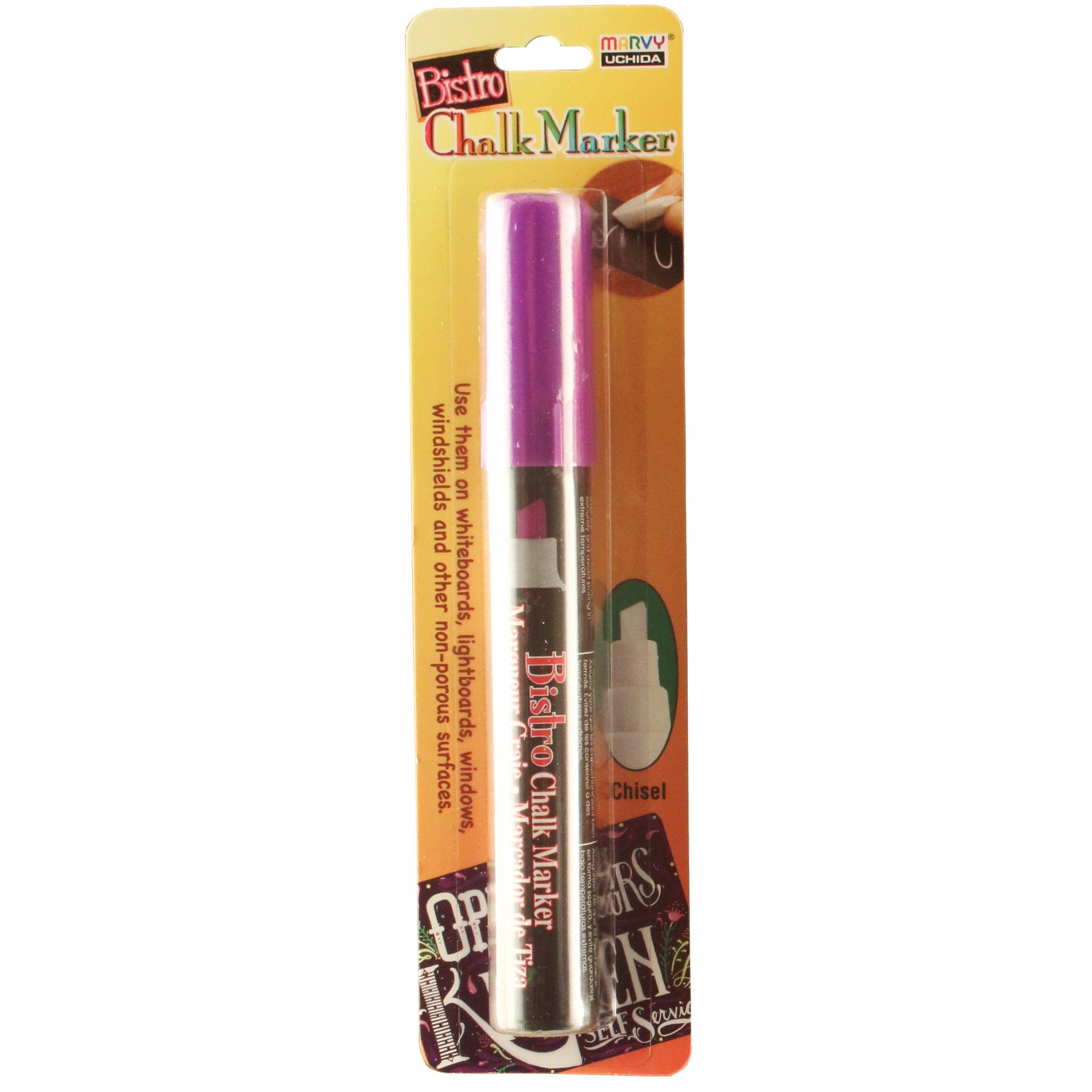 Uchida 483-C-F8 Chisel Tip Bistro Chalk Marker - Fluorescent Violet for Whiteboards, Menus & DIY Crafts | Vibrant & Erasable Writing Tool