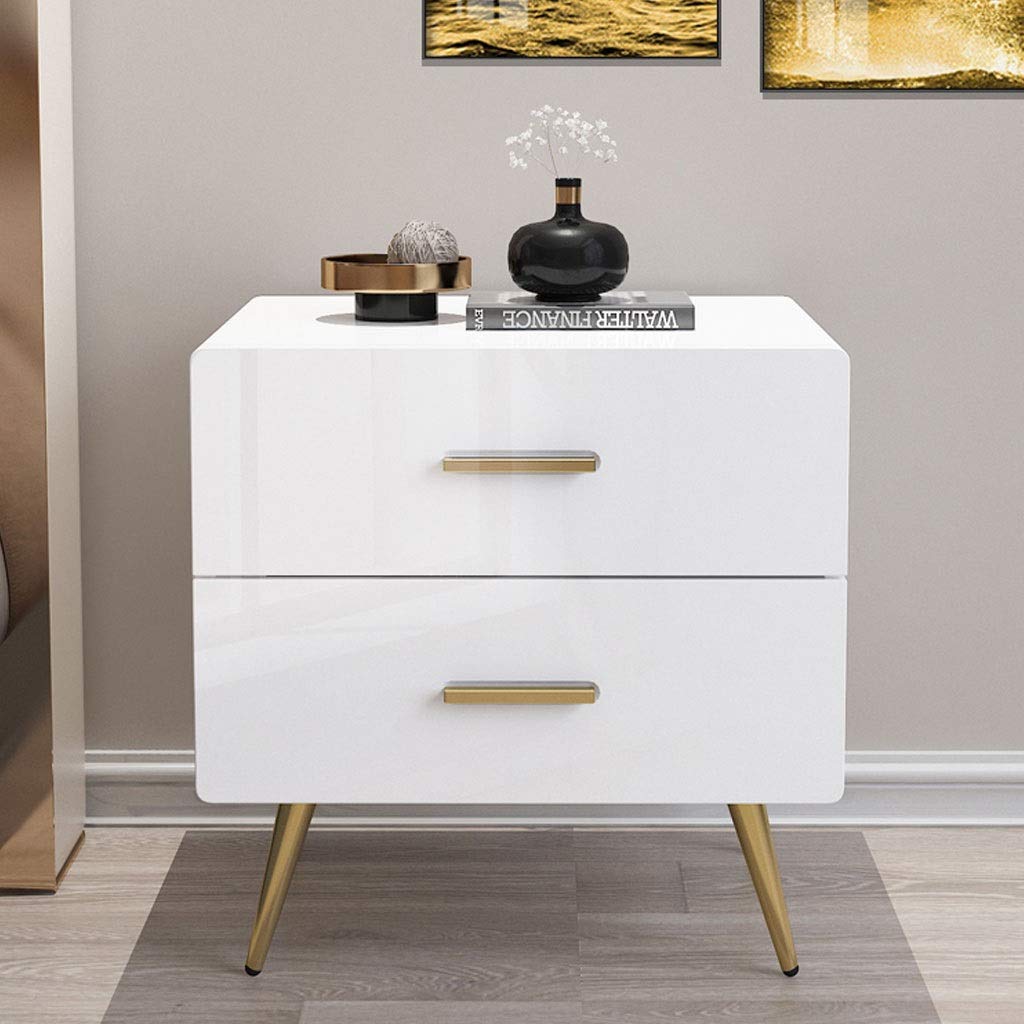 Modern Wooden Bedside Table with 2 Drawers - Nightstand, Sofa Table, Telephone Table - Bedroom & Living Room Furniture Decor (Black/Gold, 35cm) - Perfect for Small Spaces, Apartment Living & Home Organization