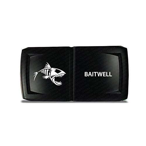 CH4X4 Marine Rocker Switch V2 BaitWell Symbol - Waterproof Horizontal Boat Switch for Bait Tank, Livewell, and Fish Finder - Perfect for Marine, Fishing, and Boating Applications