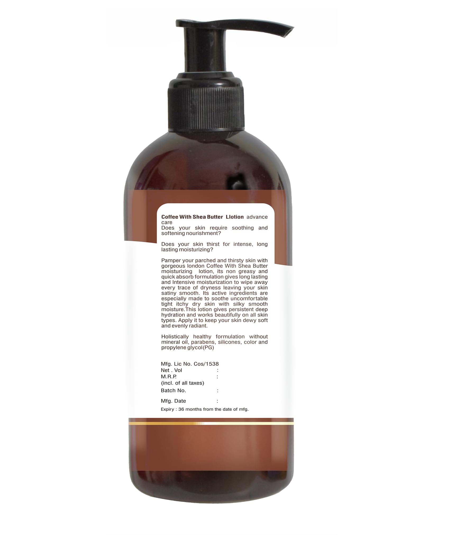 Beautiyes Shea Butter Coffee Face Moisturizing Lotion - 1 Liter Deep Hydration for Dry, Sensitive & All Skin Types | Pack of 1 | Daily Skincare Routine & Night Cream for Soft, Glowing Skin