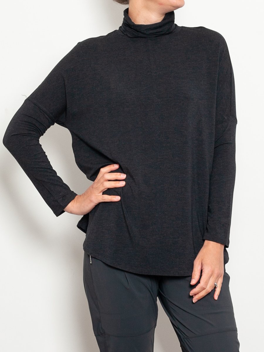 Tani Marle Women's Swing Turtle Neck Top - Soft Stretch Casual Long Sleeve Blouse for Work, Date Night & Fall Layering