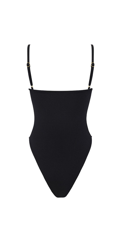 Jacelyn One Piece Black Rib - Elegant Black Ribbon Bodysuit for Women | Perfect for Parties, Date Nights & Special Occasions