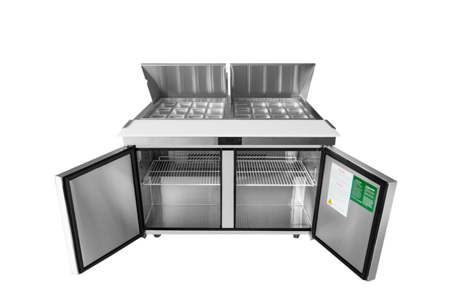 2 Door Commercial Sandwich Prep Table Refrigerator - 72