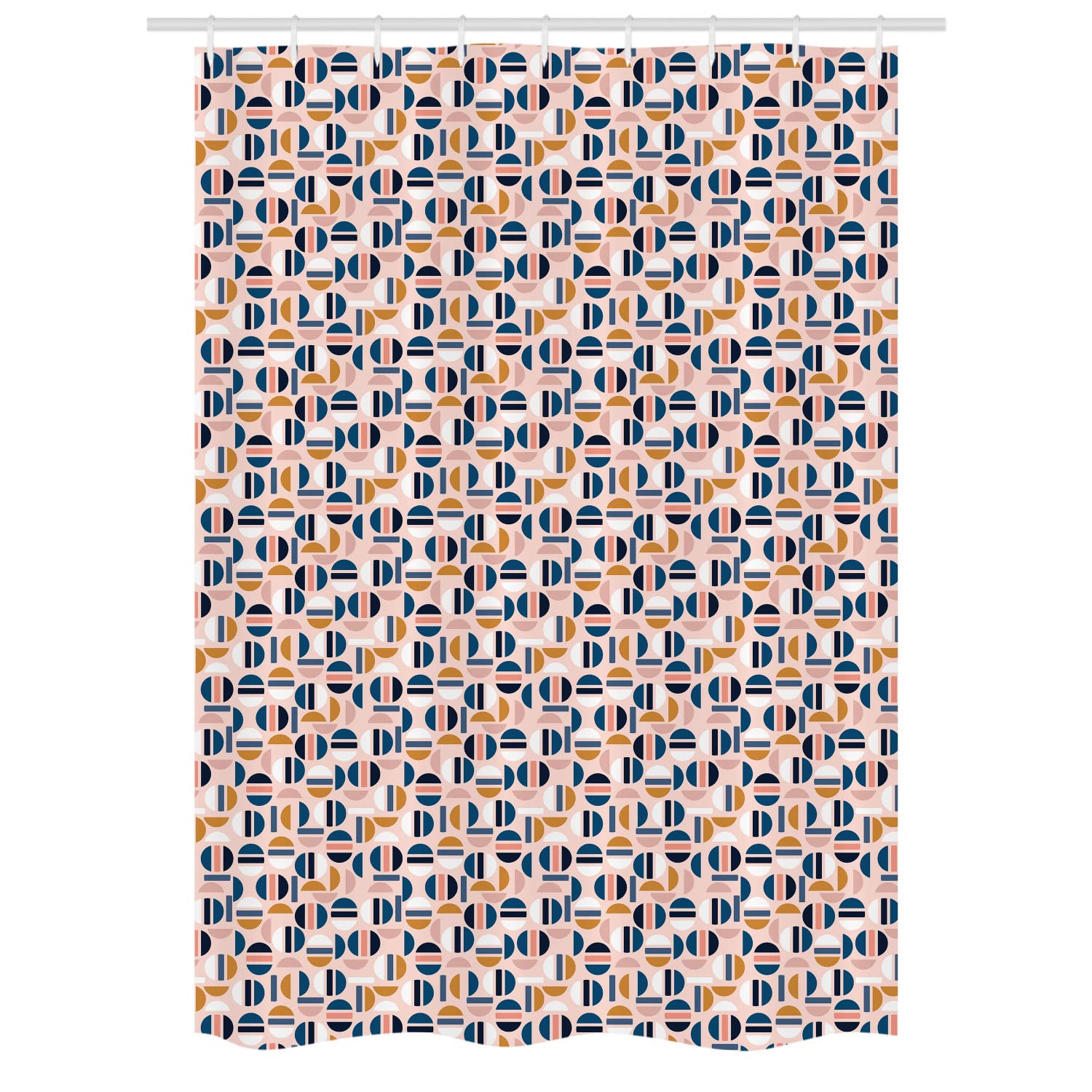 Ambesonne Abstract Stall Shower Curtain - Modern Geometric Pattern with Circular Designs, Waterproof Fabric Bathroom Decor with Hooks, 54