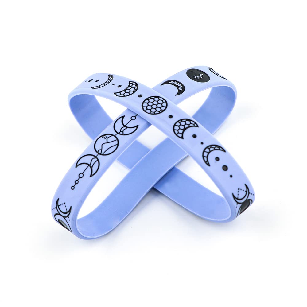 2 Pack Triple Moon Silicone Bracelets - Trendy Rubber Wristbands for Women, Men, Girls & Boys - Yoga, Gym, Running, Festival & Birthday Gifts - Adjustable Waterproof Sports Bands for Everyday Wear