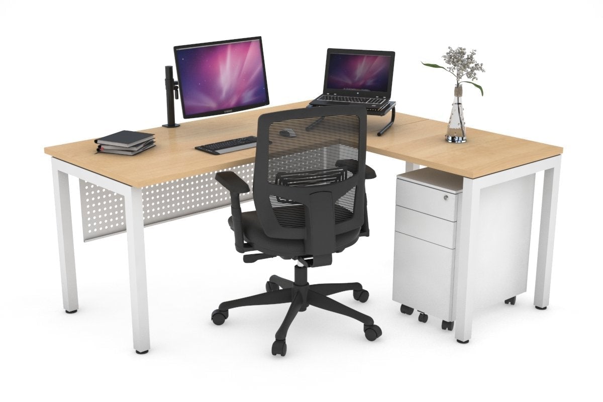 Quadro Square Legs L-Shaped Corner Office Desk [1400L x 1700W] - Modern Home Office Furniture for Small Spaces & Workstations