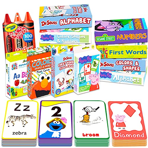 Ultimate Flash Cards for Toddlers & Kids - 12-Pack Learning Set (ABC, Colors, Shapes, Numbers, Addition, First Words) with Bonus Stickers - Perfect for Preschool, Homeschool & Early Childhood Education