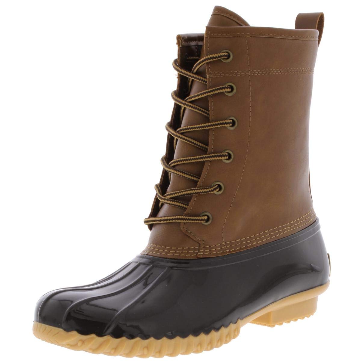 Sporto Women's Ariel Faux Leather Ankle Rain Boots - Waterproof Chelsea Booties for Wet Weather, Tan Size 6 Medium (B,M) - Perfect for Commuting, Dog Walking & Fall Fashion