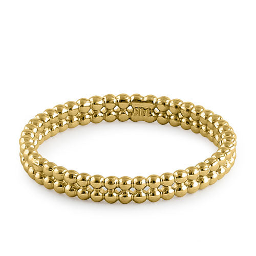 14K Solid Yellow Gold Stackable Bead Ring for Women - Minimalist Dainty Jewelry for Layering, Stacking & Everyday Wear