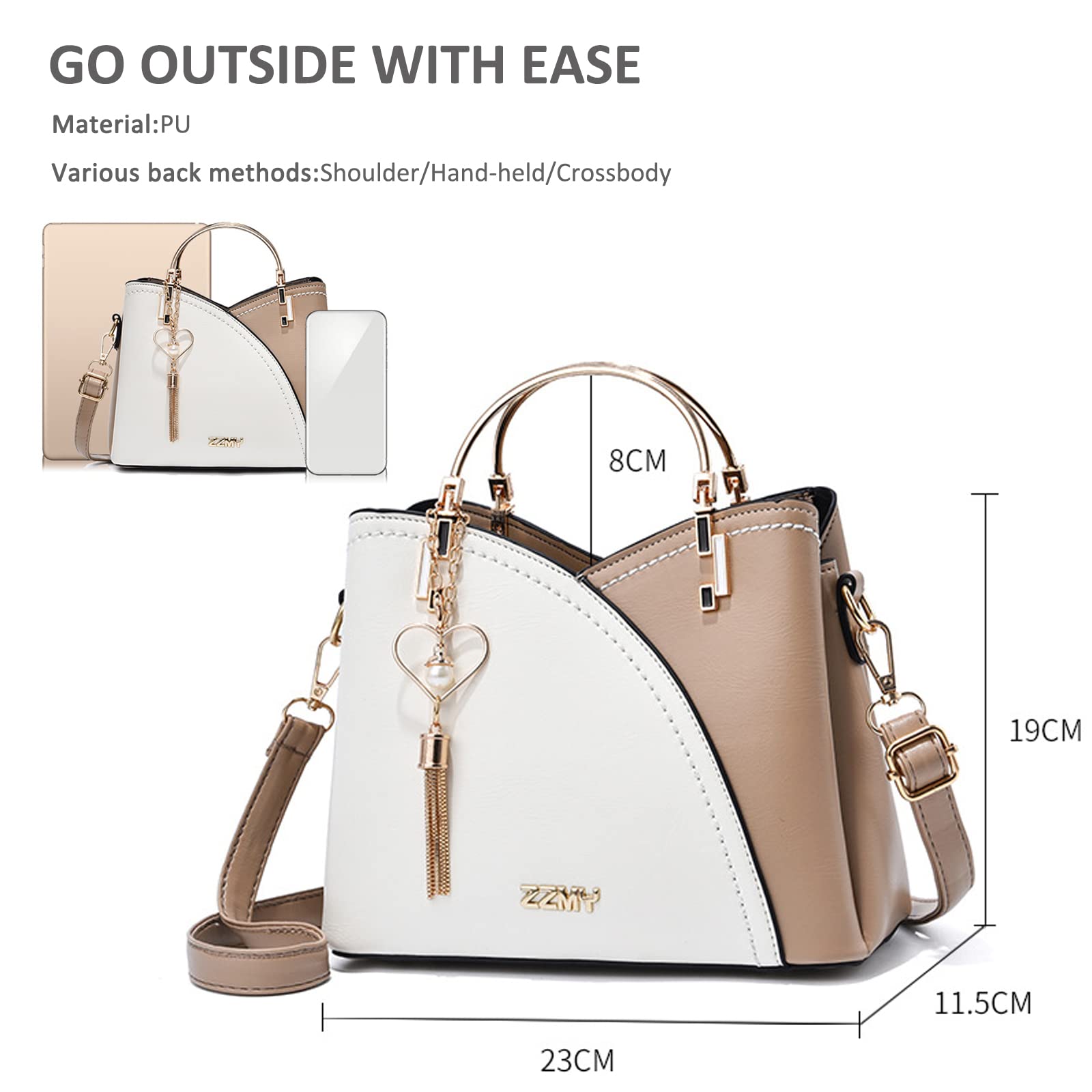 Stylish NICOLE & DORIS Women's Small Top Handle Crossbody Bag - PU Leather Shoulder Purse with Contrast Colors for Work, Party & Daily Use | Fashionable Messenger Satchel Handbag