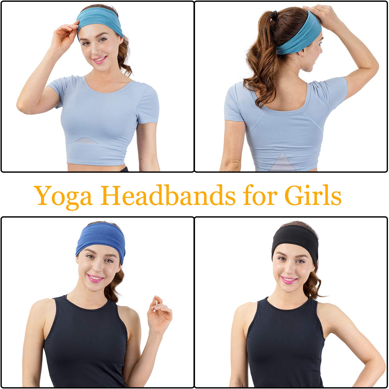 6 Pack Women's Cotton Headbands - Non-Slip Elastic Yoga & Sports Headbands for Workout, Running, Gym - Soft Sweatbands for Women & Girls - Perfect for Fitness, Tennis, Volleyball & Daily Use