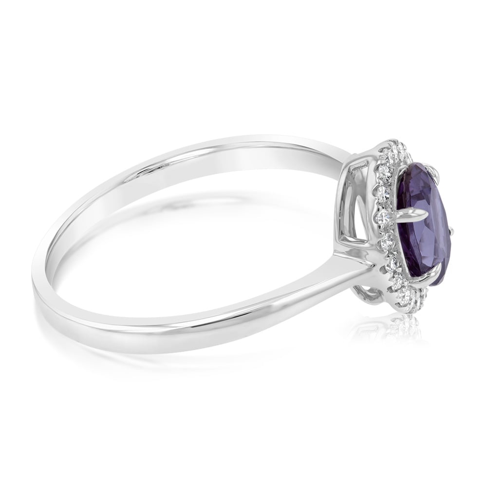 9ct White Gold Oval Alexandrite & Diamond Ring for Women | Elegant Birthstone Jewelry for Engagement, Anniversary & Special Occasions