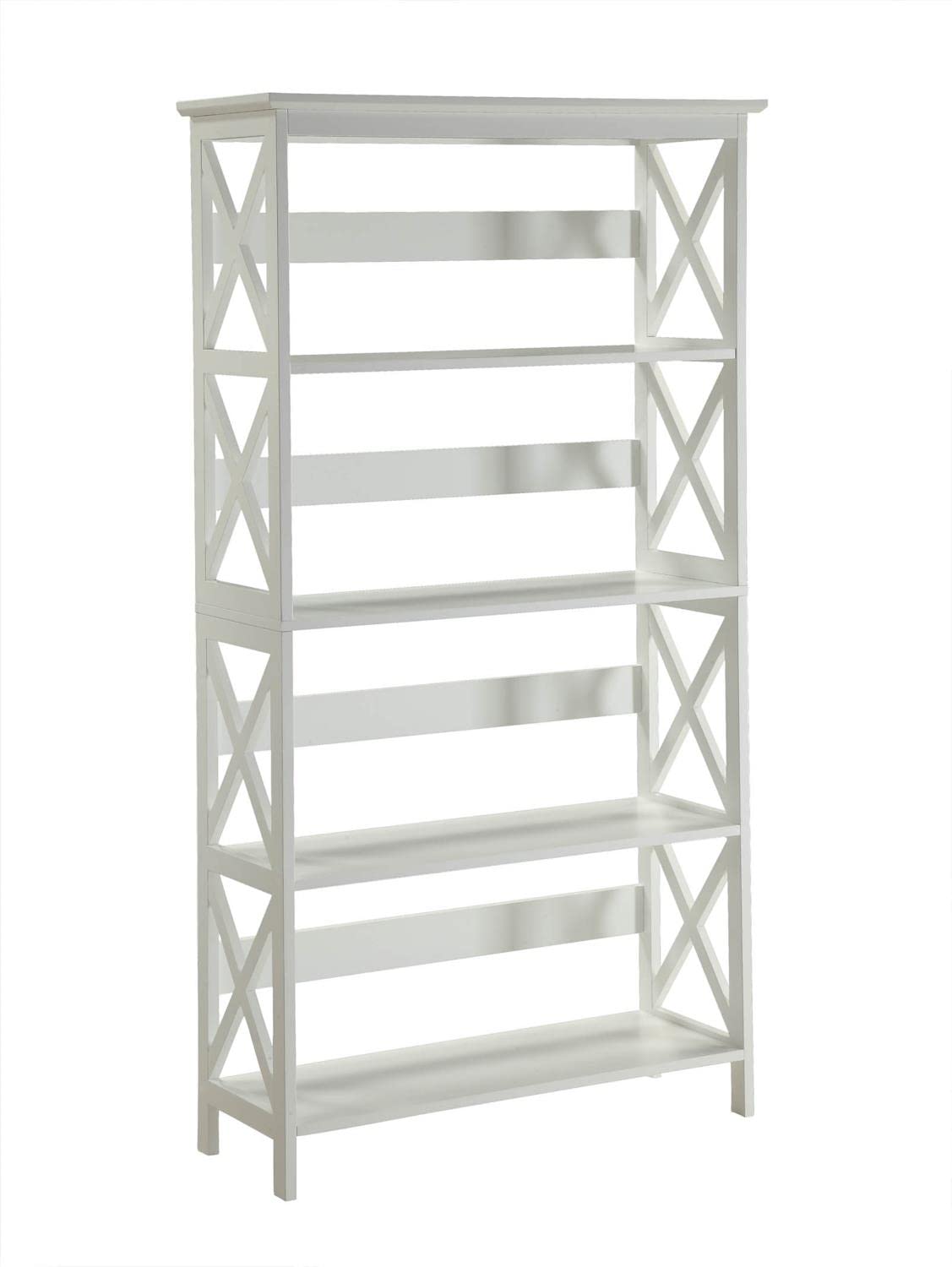 Oxford 5-Tier Bookcase in White - Modern Bookshelf for Home & Office - Perfect for Living Room, Bedroom, Study or Office Organization