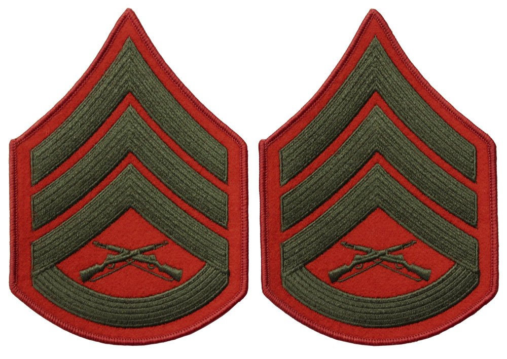 U.S. Army Staff Sergeant Rank Insignia Pins - Green & Red Color (Pair) for Men - Perfect for Military Uniforms, Cosplay & Collectors