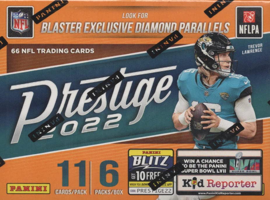 2022 Panini Prestige NFL Football Blaster Box - 66 Trading Cards per Box with Blaster Exclusive Diamond Parallel, Rookie Cards & Autographs | Superior Sports Investments Exclusive | Perfect for NFL Collectors, Fantasy Football Fans & Sports Memorabilia Enthusiasts