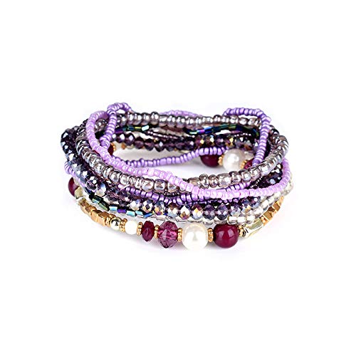 Beaded Stretch Bracelets for Women & Girls - Bohemian Colorful Stackable Multilayered Handmade Jewelry Set | Perfect for Everyday Wear, Gifts & Boho Fashion Accessories