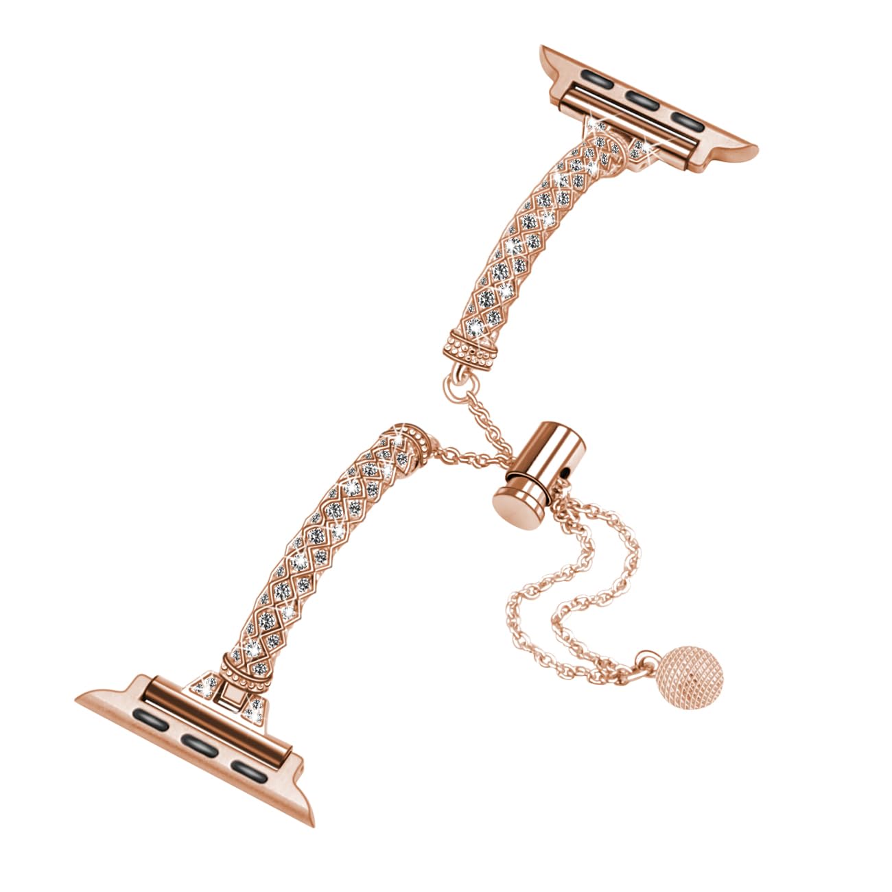 Stainless Steel Apple Watch Band for Women - Bling Diamond Rhinestone Link Bracelet Compatible with Series 9/8/SE/7/6/5/4/3/Ultra 2/1 (38mm 40mm 41mm 42mm 44mm 45mm 49mm) - Perfect for Work, Parties & Everyday Wear