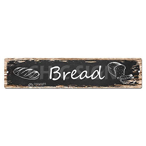 Vintage Rustic Bread Sign - Metal Street Sign Plate for Beach Bar, Pub, Cafe, Restaurant & Home Decor - Digital Printed Wall Art for Kitchen, Dining Room & Door Decoration