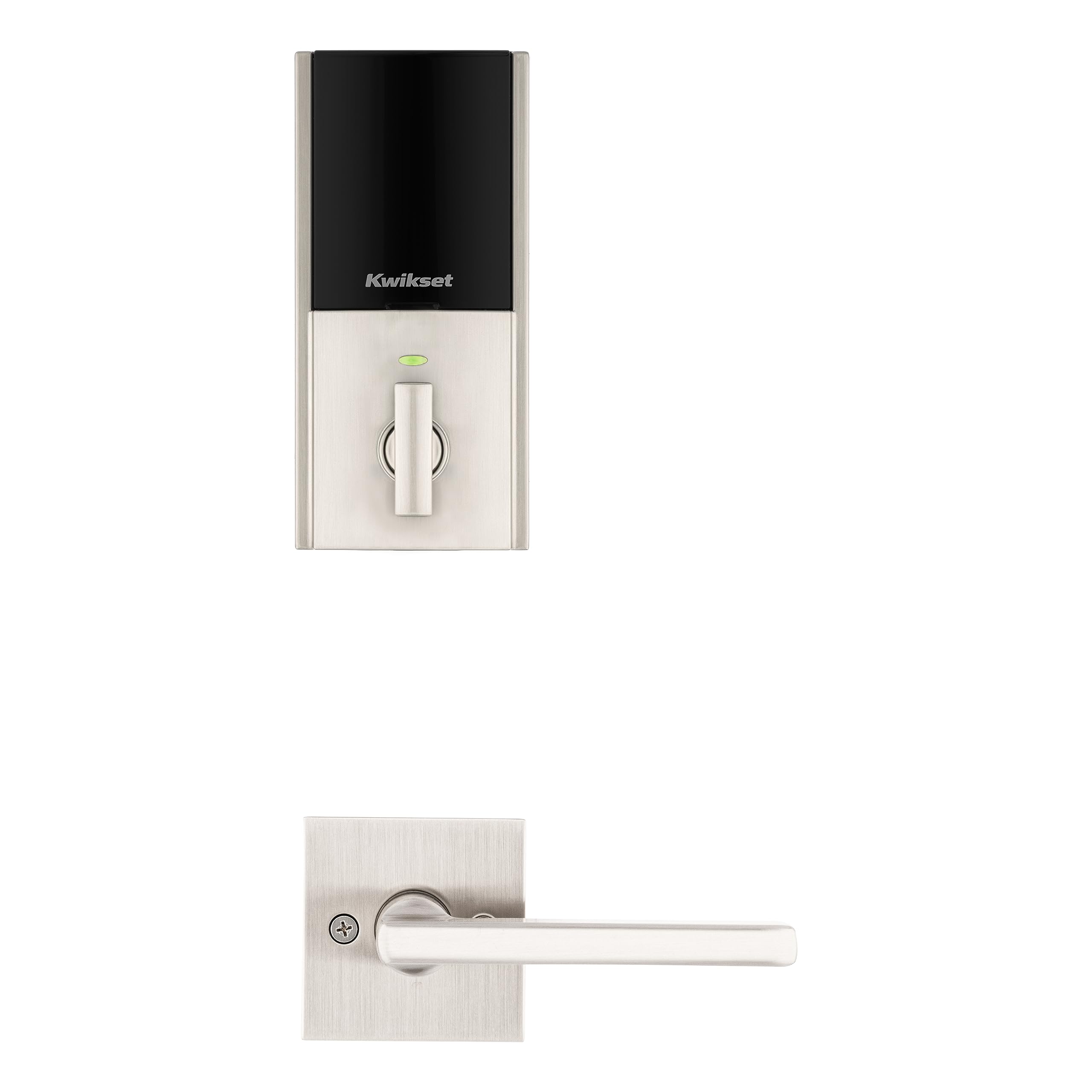 Kwikset Smart Lock with Fingerprint & Keyless Entry - Auto Locking, Satin Nickel Finish for Home Security & Smart Door Access