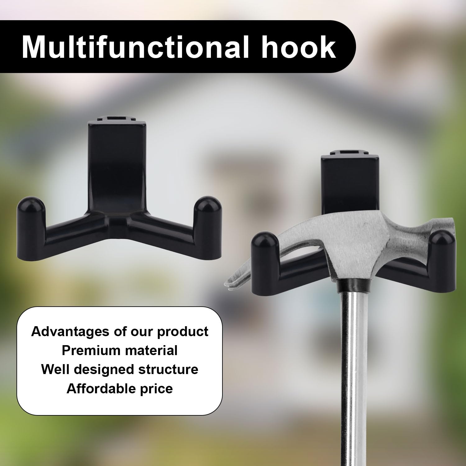 5-Pack Heavy Duty ABS Plastic Tool Hooks - Compatible with Lifetime Sheds, Garage & Garden Organization - Black Storage Hooks for Rakes, Shovels & Yard Tools - Perfect for Shed, Garage & Workshop Organization