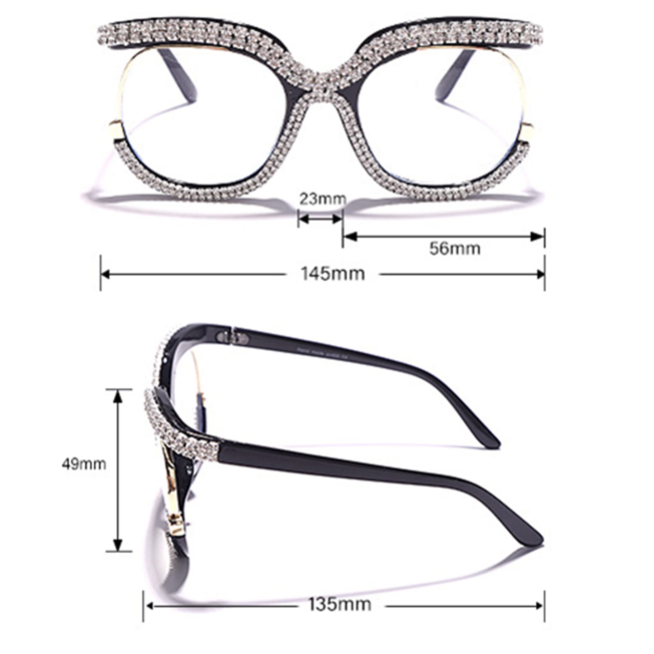 Stylish Cat Eye Blue Light Glasses for Women - Rhinestone Readers for Work & Screen Time