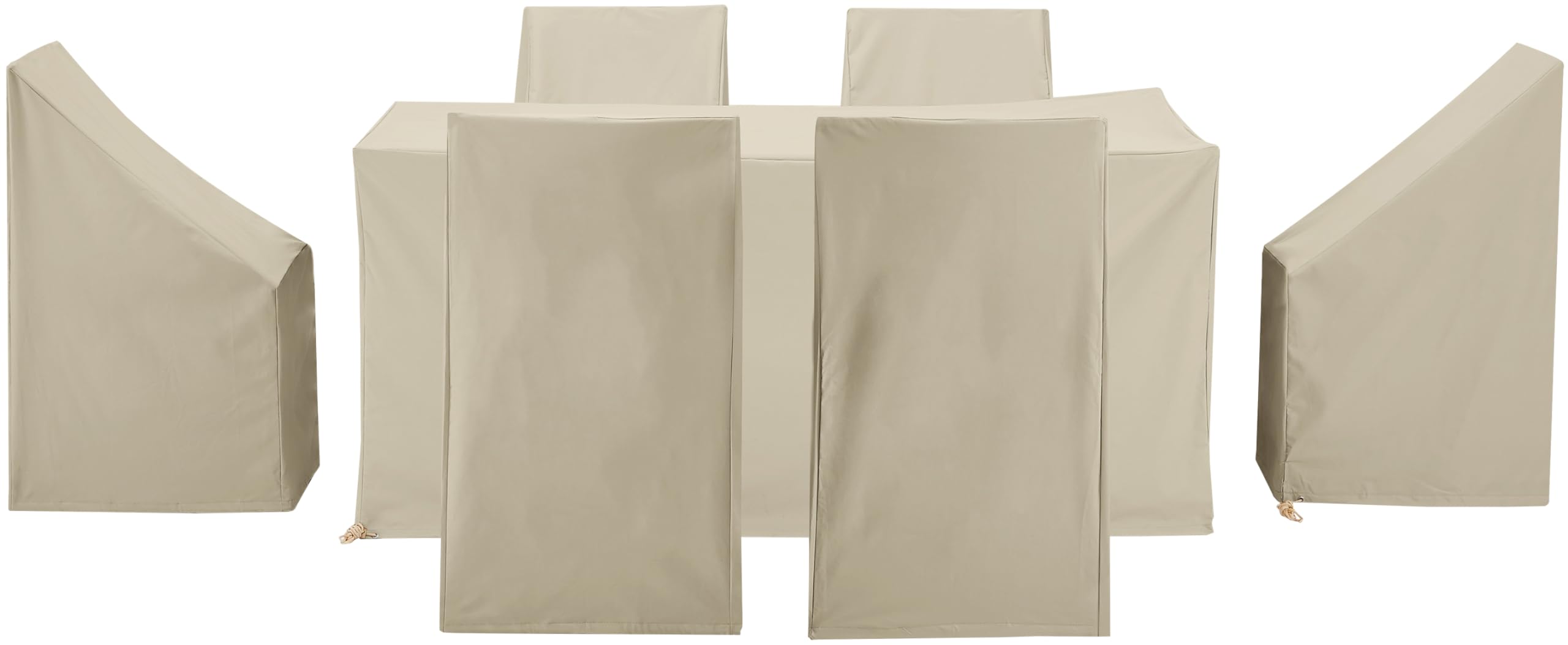 Waterproof 7-Piece Outdoor Patio Furniture Cover Set for Dining Table and Chairs - Tan | All-Weather Protection for Garden, Deck, Backyard, and Poolside Use