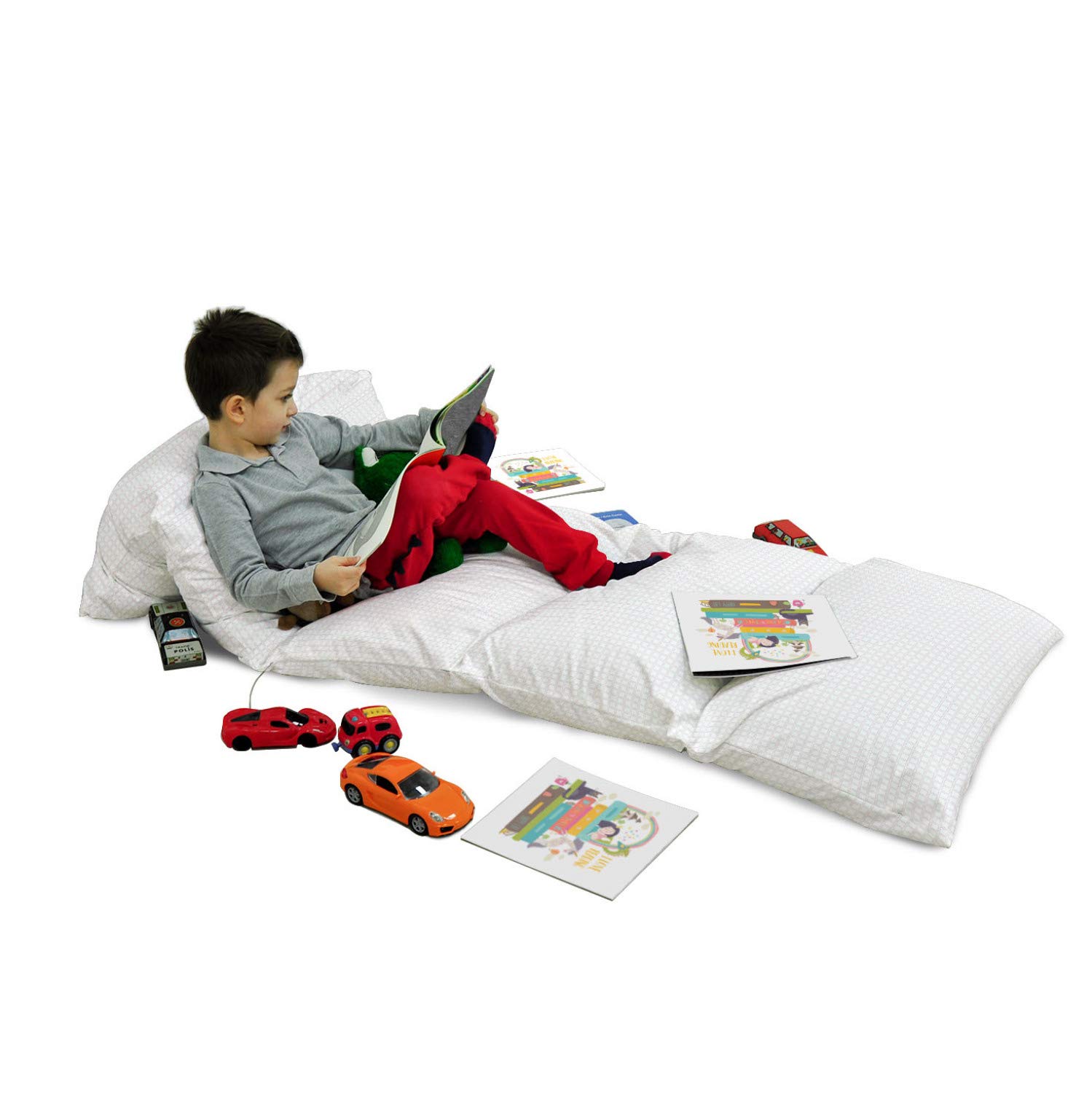 Ambesonne Abstract Floor Pillow Lounger Cover - Geometric Monochrome Print with Repeating Square Design, 88