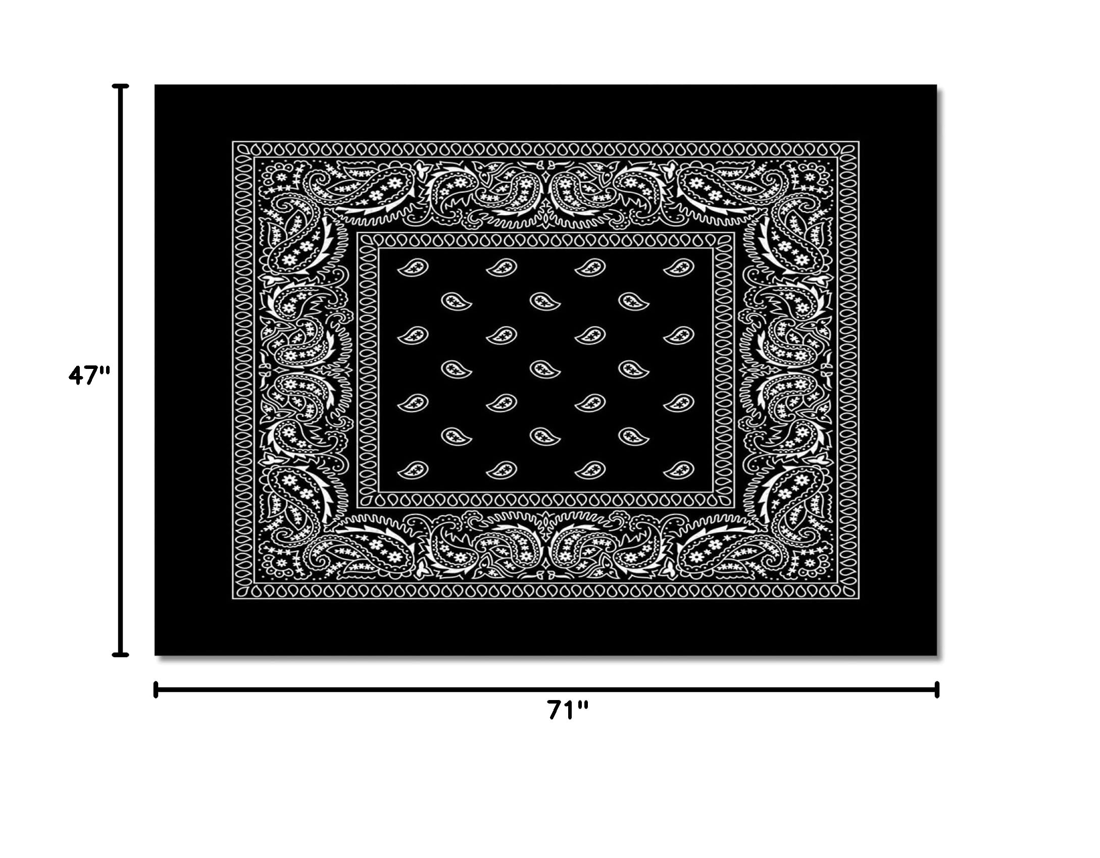 Paisley Black Bandana Area Rug - Bohemian Decorative Washable Carpet with Anti-Slip Backing | 6x4ft Large Rug for Bedroom, Living Room, Dining Room & Office | Perfect for Home Decor, Boho Chic Style & Indoor/Outdoor Use