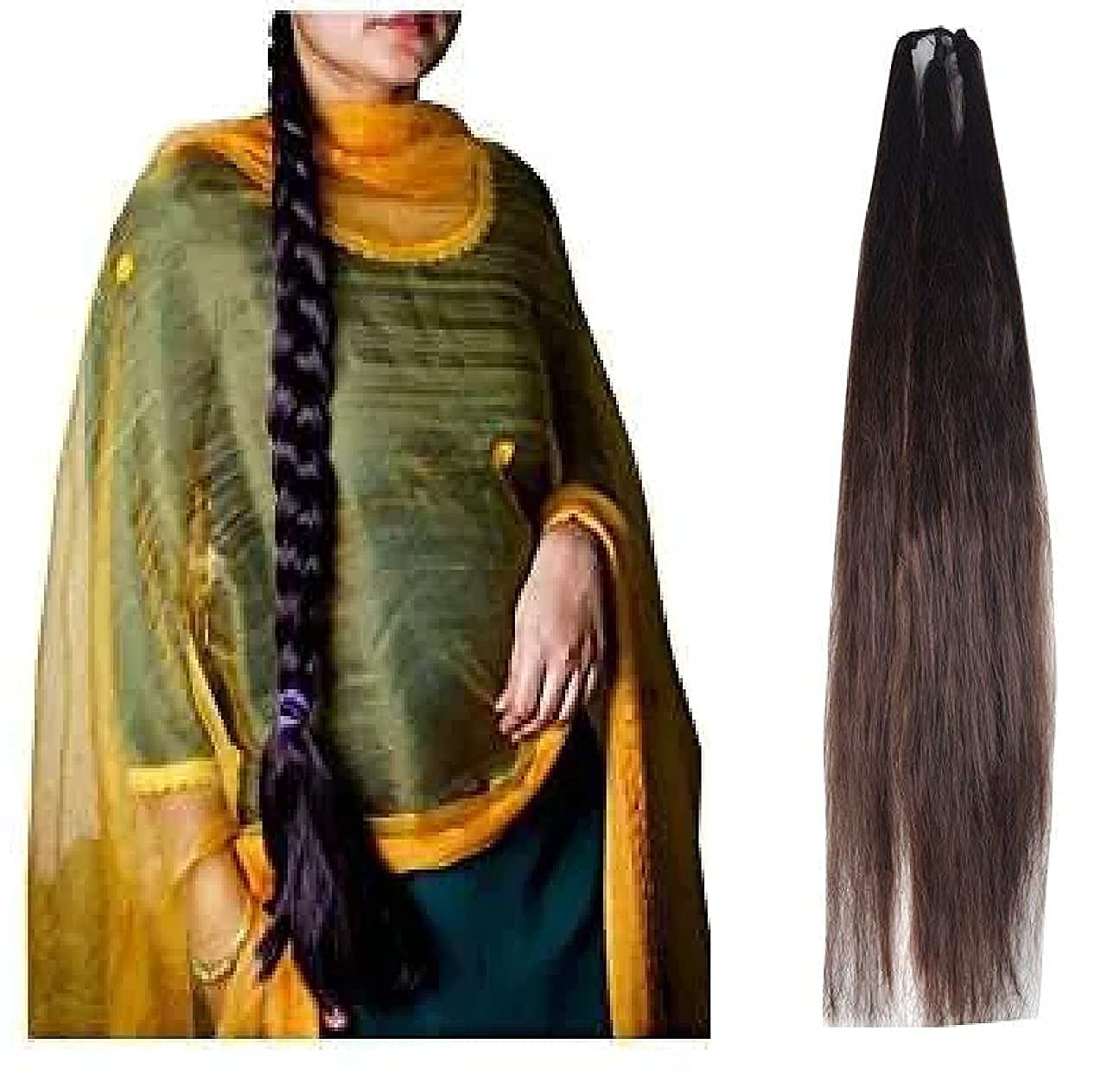 Premium Synthetic Nylon Hair Extensions - Brown Hair Parandi/Choti Set of 2 for Women & Girls | Natural-Looking Hair Accessory for Weddings, Parties & Daily Styling