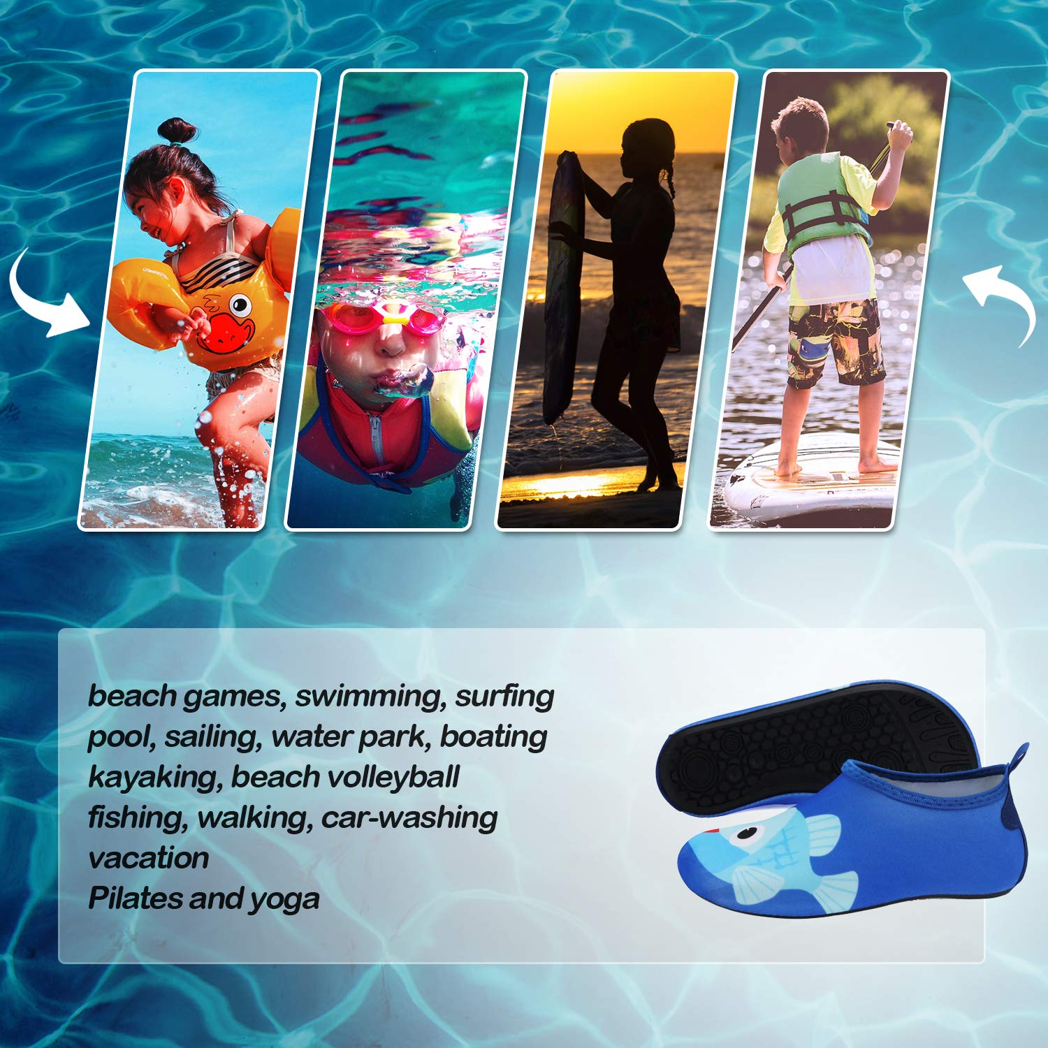 Kkomforme Kids Water Shoes - Non-Slip Quick Dry Beach Swim Shoes for Boys & Girls | Toddler Aqua Socks for Pool, Ocean & Outdoor Activities
