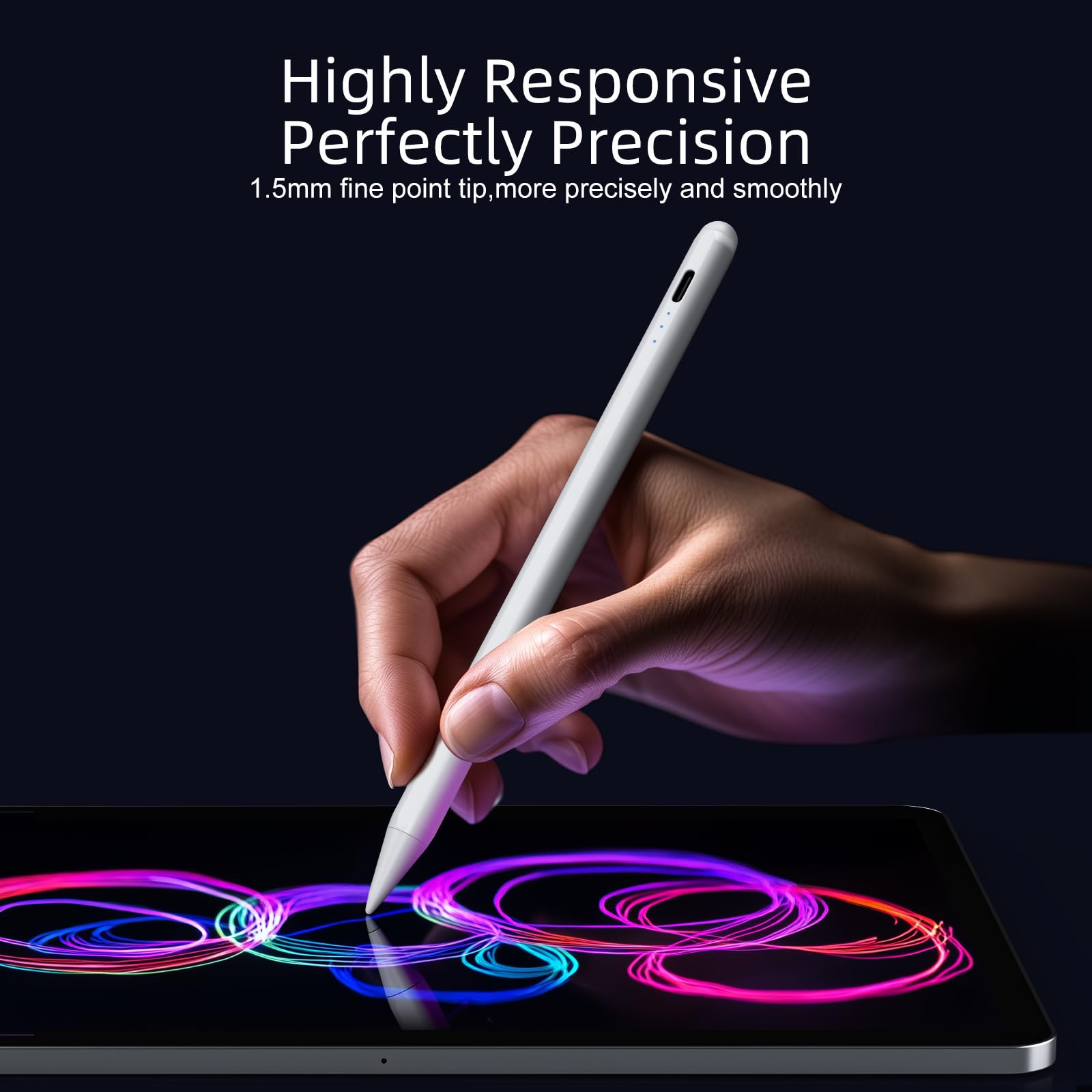 Fast Charging Stylus Pen for iPad (2018-2025) - Compatible with iPad 6-11 Gen, Air 3/4/5/M2/M3, Mini 5/6 & Pro 11