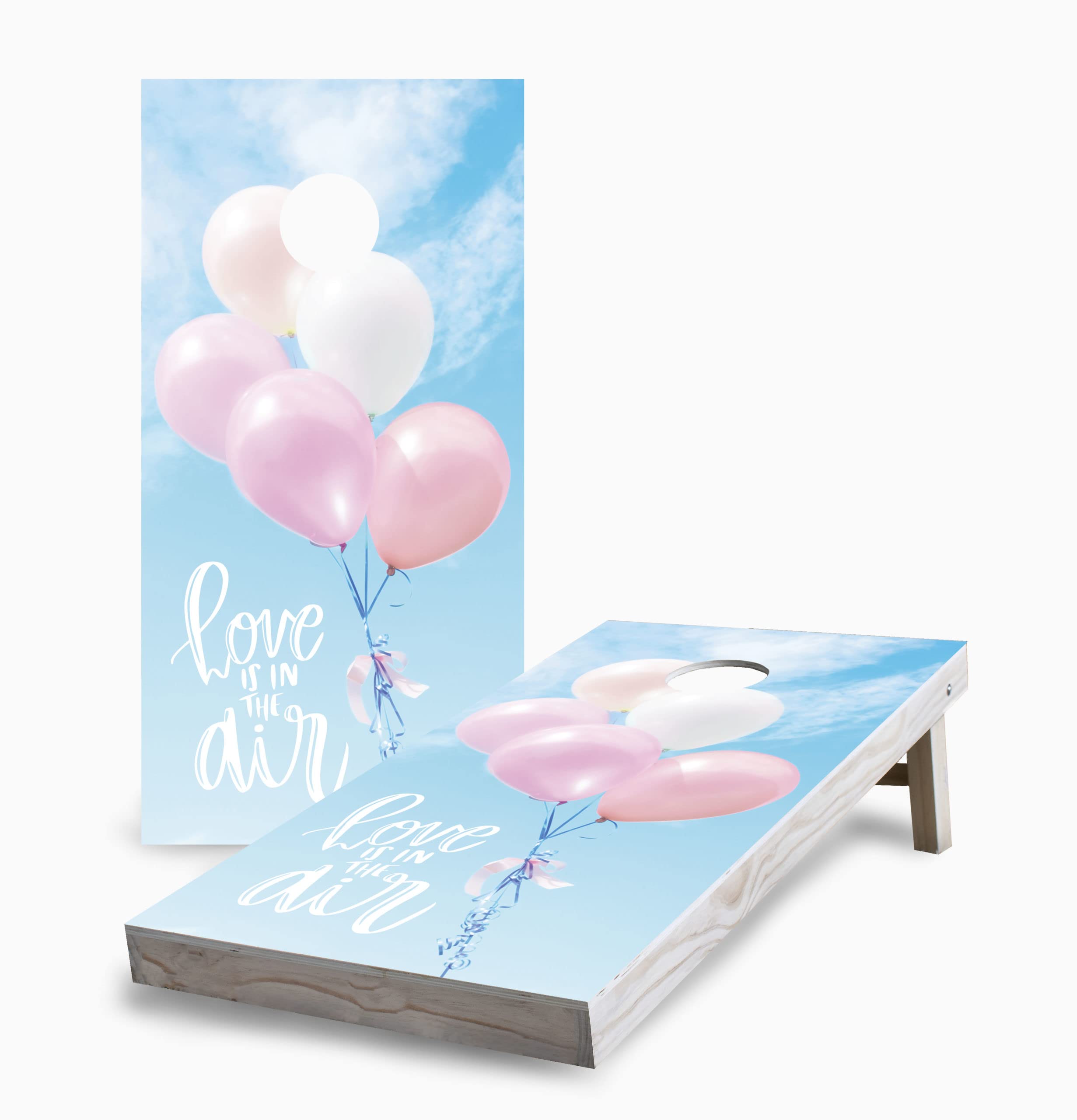Skip's Garage Love in The Air Wedding Corn Hole Board Set - 2 Boards & 8 Bags - Perfect for Outdoor Parties, BBQs, and Backyard Games